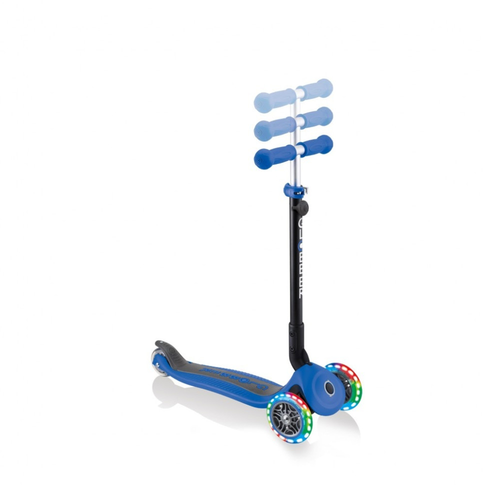 Детский самокат 3-х колесный GO UP ACTIVE GLOBBER 744-100 колеса светящиеся, темно-синий, до 20/50кг