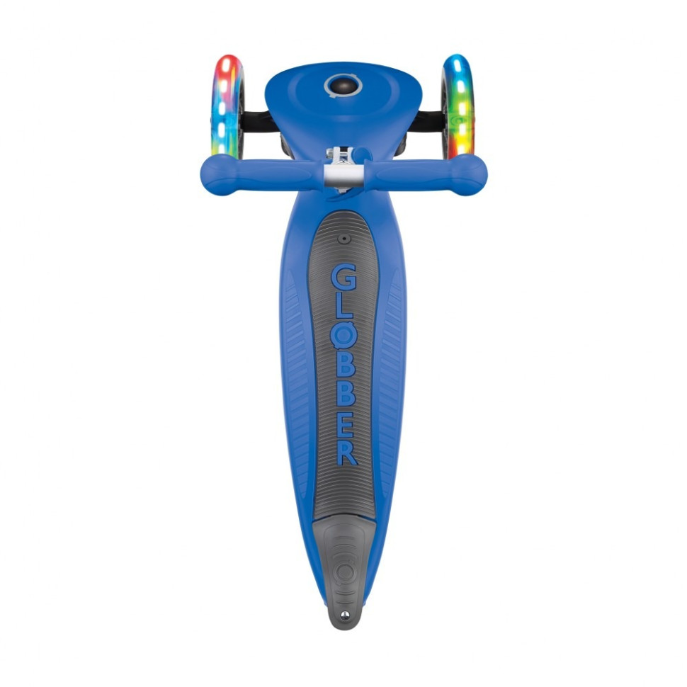 Детский самокат 3-х колесный GO UP ACTIVE GLOBBER 744-100 колеса светящиеся, темно-синий, до 20/50кг