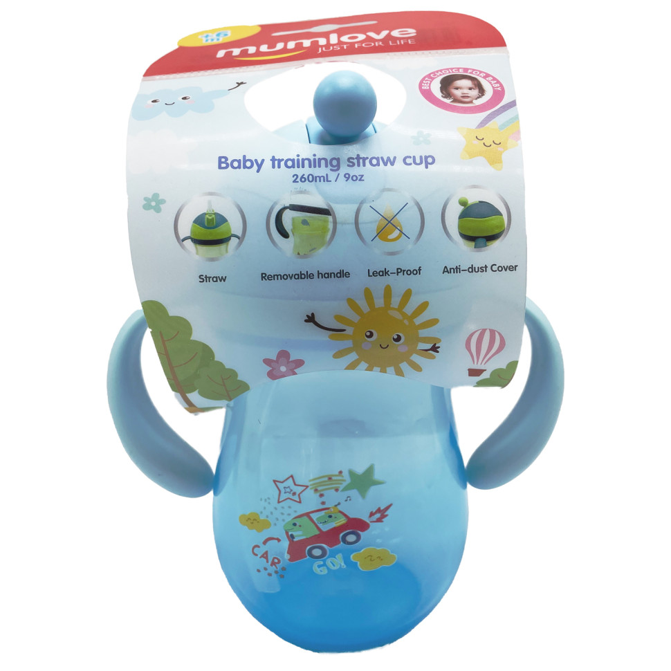Поїльник з трубочкою Mega Zayka MGZ-0312(Blue) 260 мл