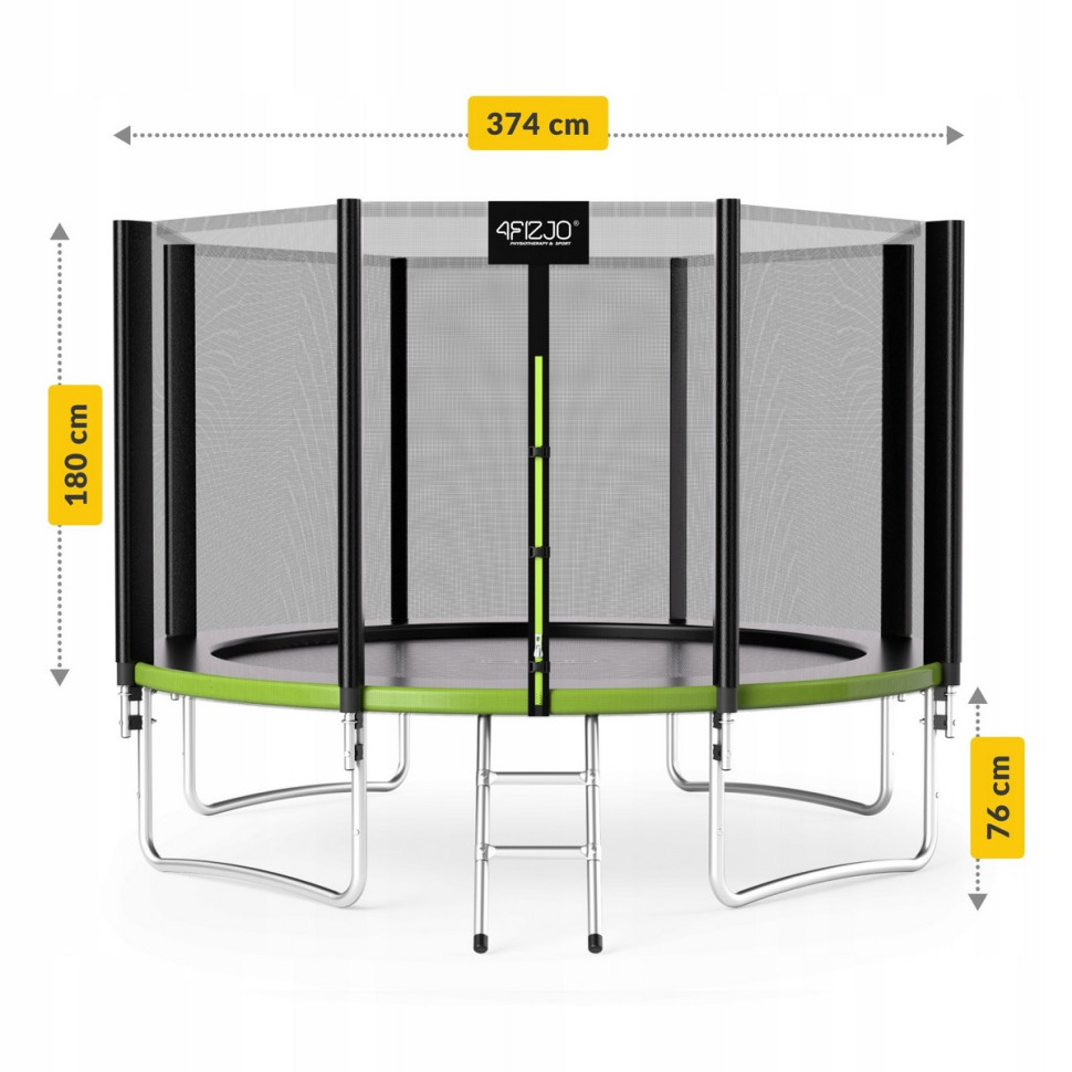 Батут з внутрішньою сіткою Classic 4FIZJO P-5907739312914 Black/Green 12FT 374 см