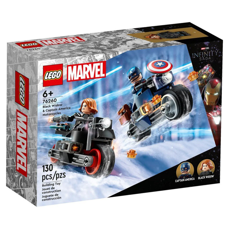 Конструктор Мотоцикли Чорної Вдови та Капітана Америки LEGO 76260, 130 деталей