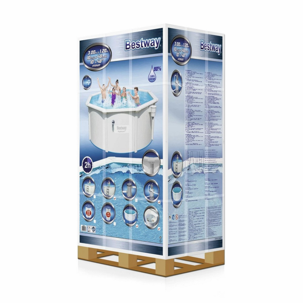 Збірний басейн Hydrium Bestway 56566-15835, 300x122 см 7630 л, з піщаним фільтром, драбиною та тентом