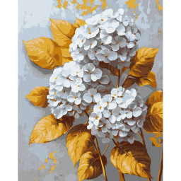 Картина за номерами "Золота гортензія" ©victoria_art Ідейка KHO3310, 40х50 см 