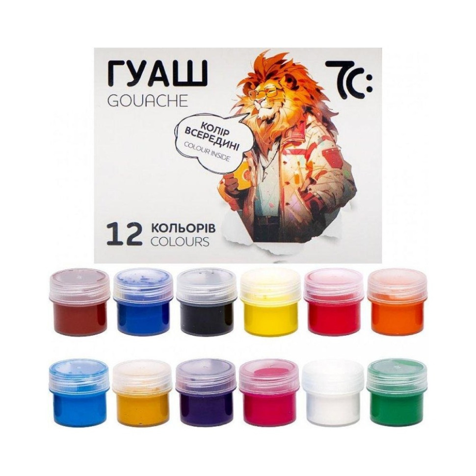 Дитячі гуашеві фарби 7С: 7C21204, 12 кольорів по 16 мл