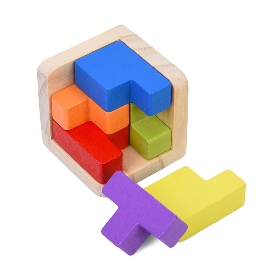 Дерев'яна Куб-головоломка Bambi MD 0758-4 підставка 6 елементів