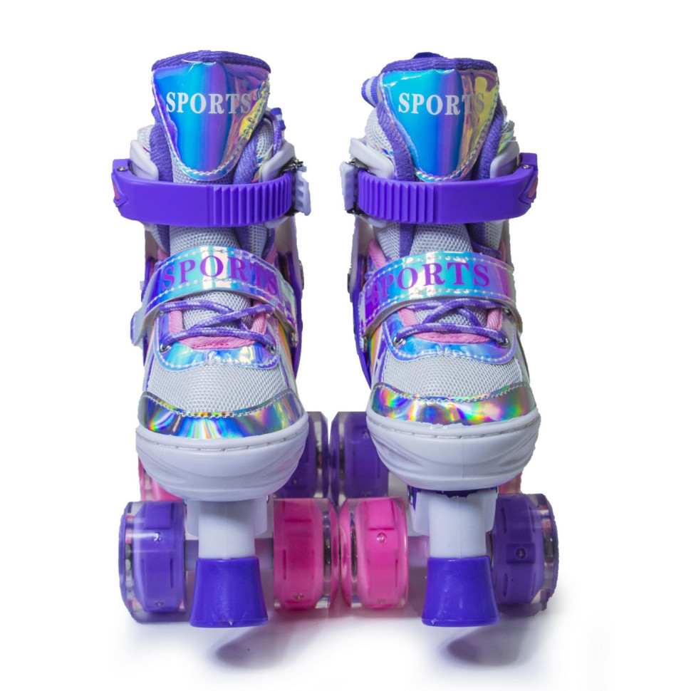 Детские ролики-квады Scale Sports 166467332 фиолетовые, с подсветкой, размер 30-33