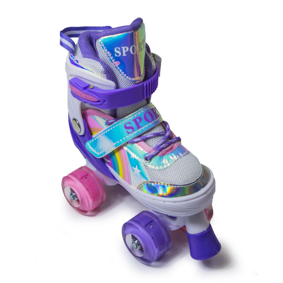 Детские ролики-квады Scale Sports 166467332 фиолетовые, с подсветкой, размер 30-33