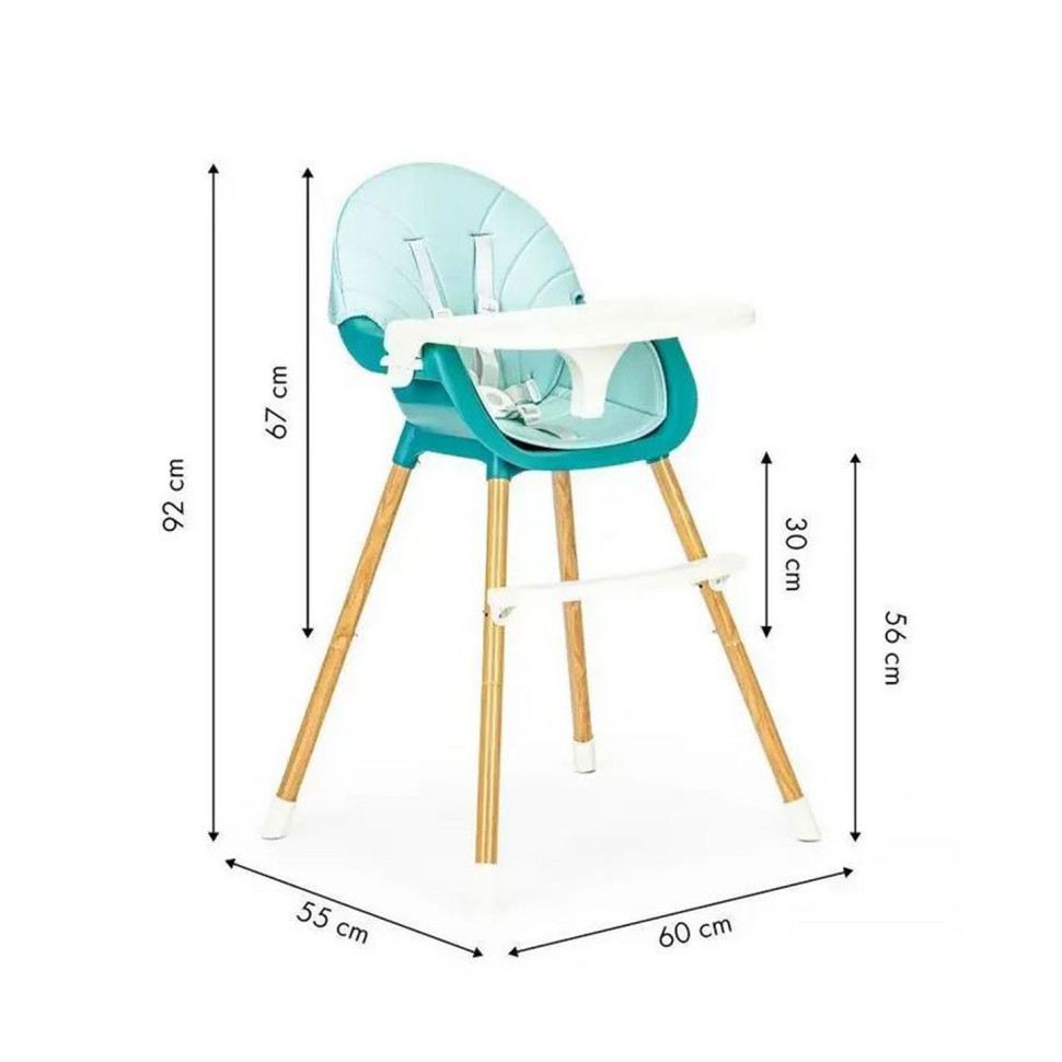 Стульчик для кормления 2 в 1 SMART Ecotoys HA-004 BLUE 5-точечные ремни безопасности