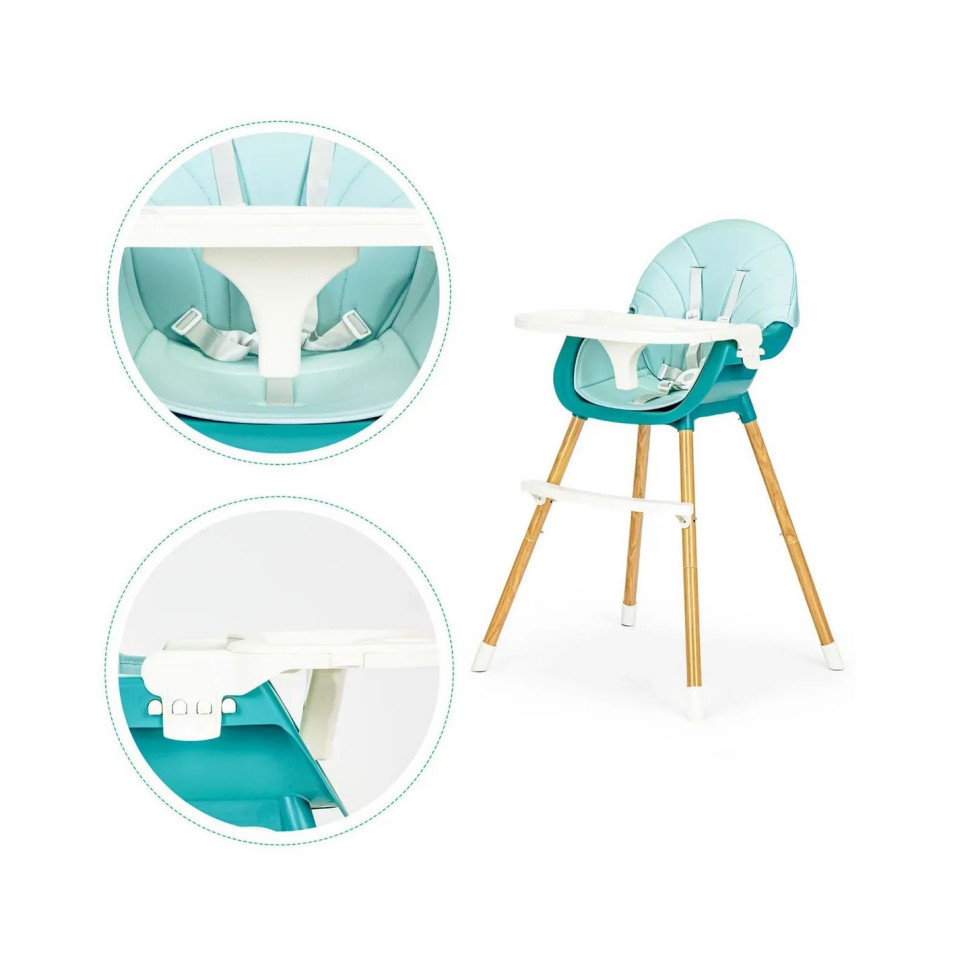 Стульчик для кормления 2 в 1 SMART Ecotoys HA-004 BLUE 5-точечные ремни безопасности