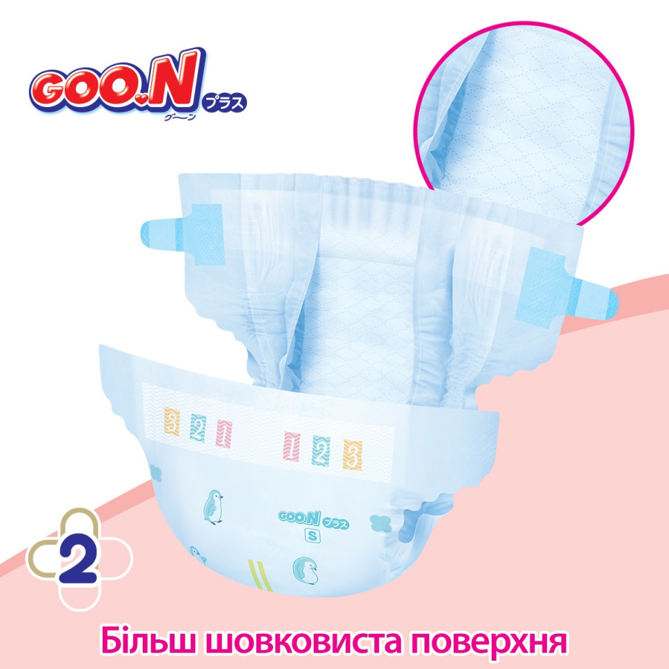 Підгузки для дітей GOO.N Plus 21000628, 6-11 кг (розмір М, на липучках, унісекс 56 шт)