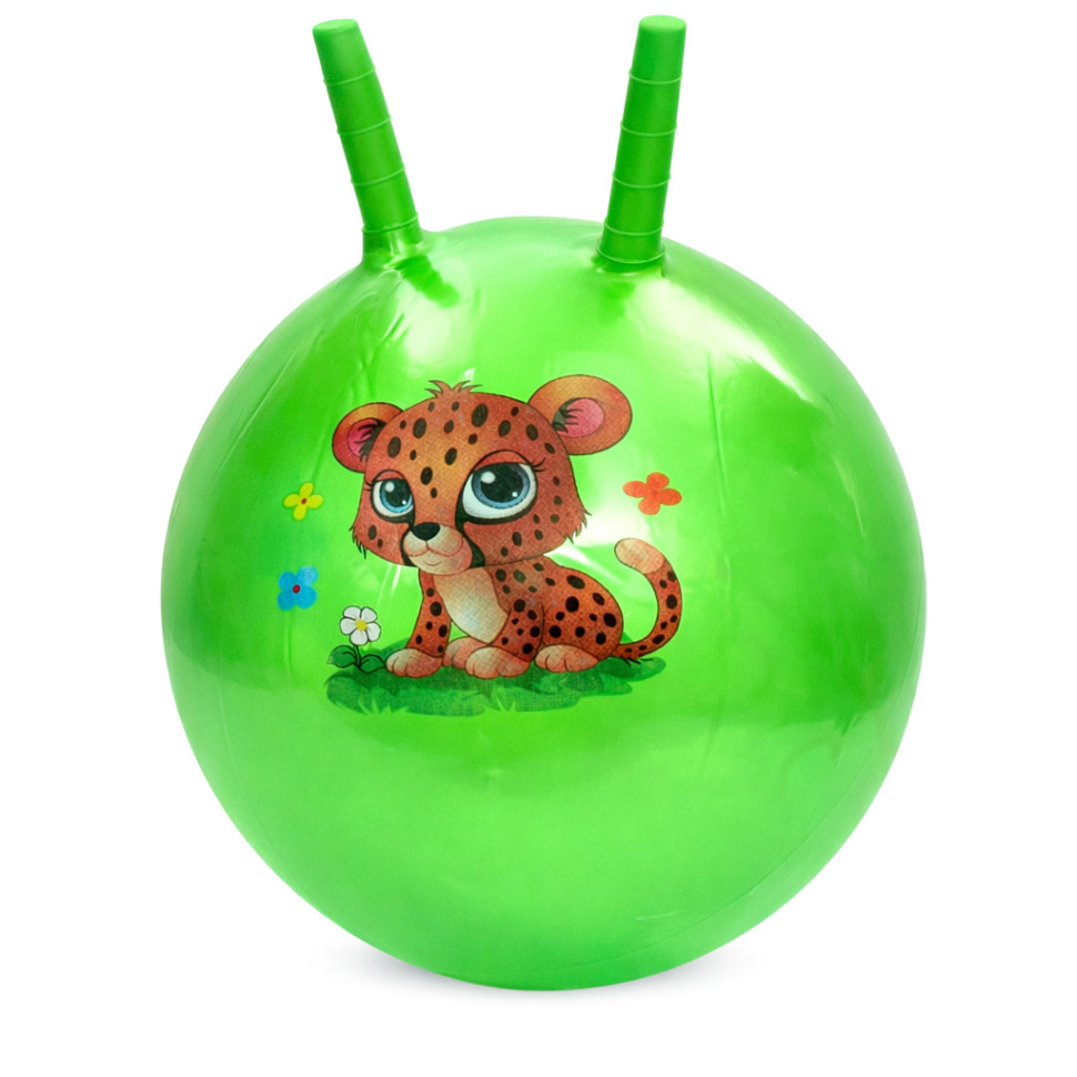 Детский мяч для фитнеса Зверюшка Bambi MS 4284(Green) с рожками, 45 см, 320 г