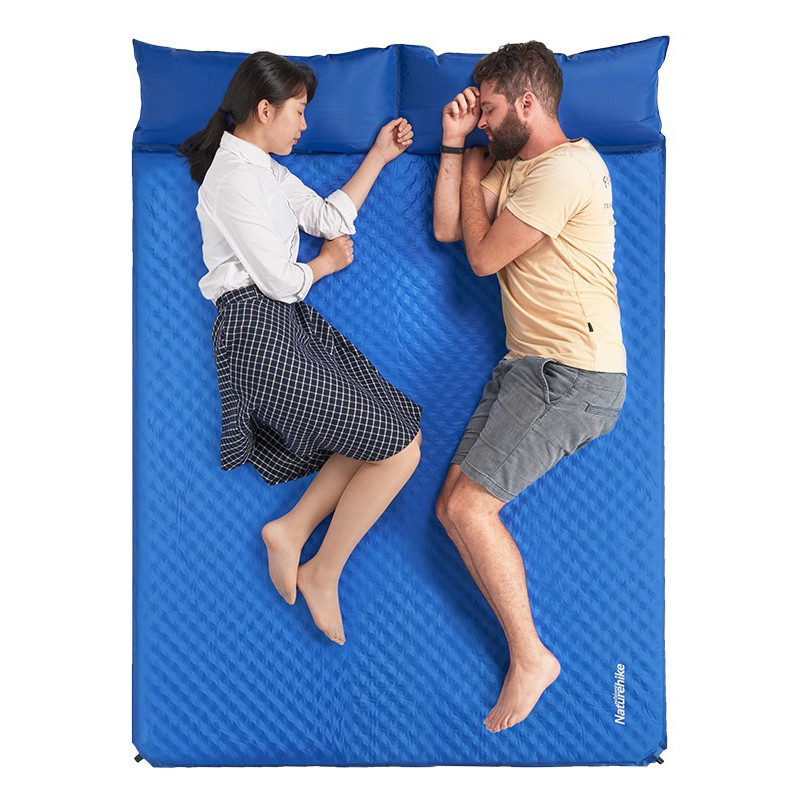 Самонадувающийся коврик двухместный с подушкой NH18Q010-D Naturehike 6927595784457, 25 мм, синий