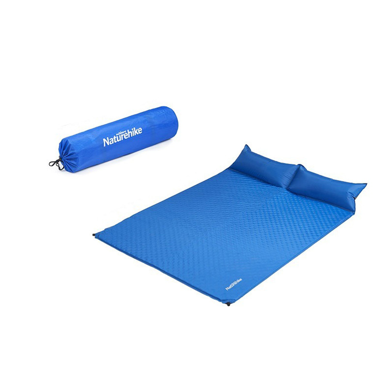Самонадувающийся коврик двухместный с подушкой NH18Q010-D Naturehike 6927595784457, 25 мм, синий