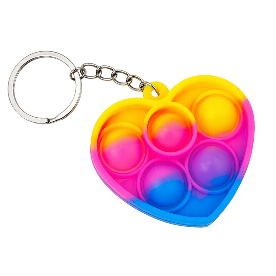 Детский антистресс-брелок Pop It мини Сердце Bambi AA3641-10 силикон, 5,5х4,5х1 см