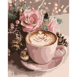 Картина по номерам "Новогоднее капучино" Идейка KHO5743 с красками металлик 40х50 см