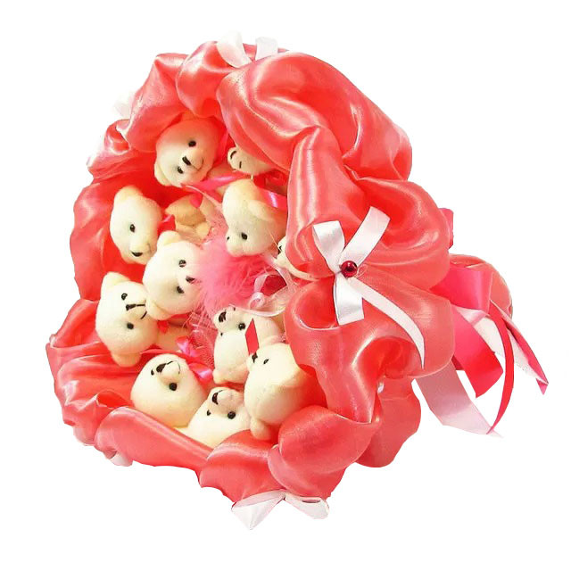 Букет из игрушек Мишки 11 коралловый 5284IT