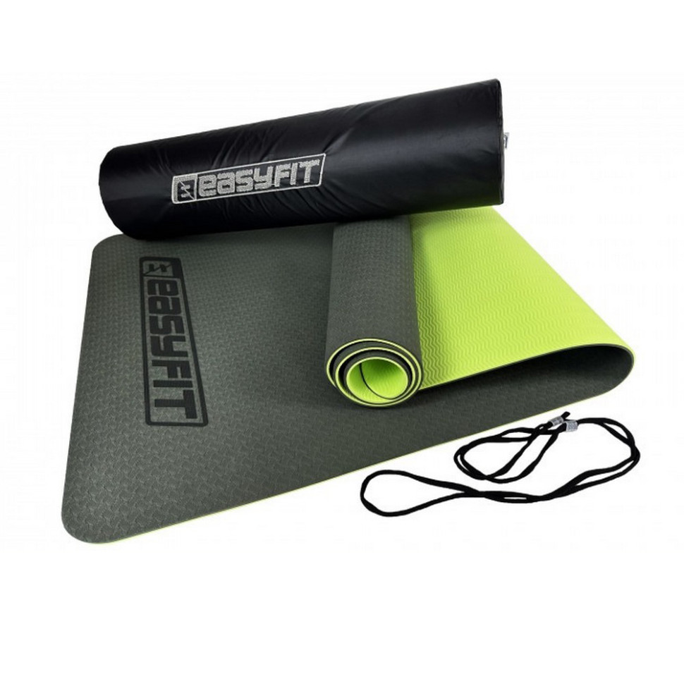 Килимок для йоги та фітнесу EasyFit EF-1924s-BG 6 мм, двошаровий 