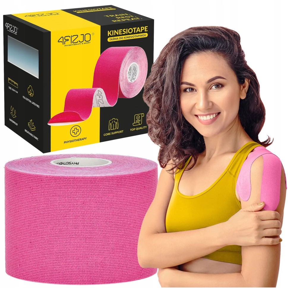 Лента кинезиологическая (кинезио тейп) 4FIZJO 4FJ0540 Pink 5 см 5 м