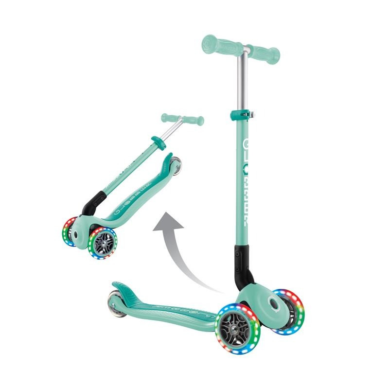 Самокат трехколесный PRIMO FOLDABLE LIGHTS GLOBBER 432-206-3 мятный, до 50 кг