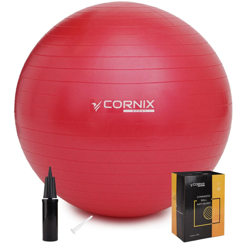 М'яч для фітнесу (фітбол) Cornix XR-0252 Red 85 см, Anti-Burst