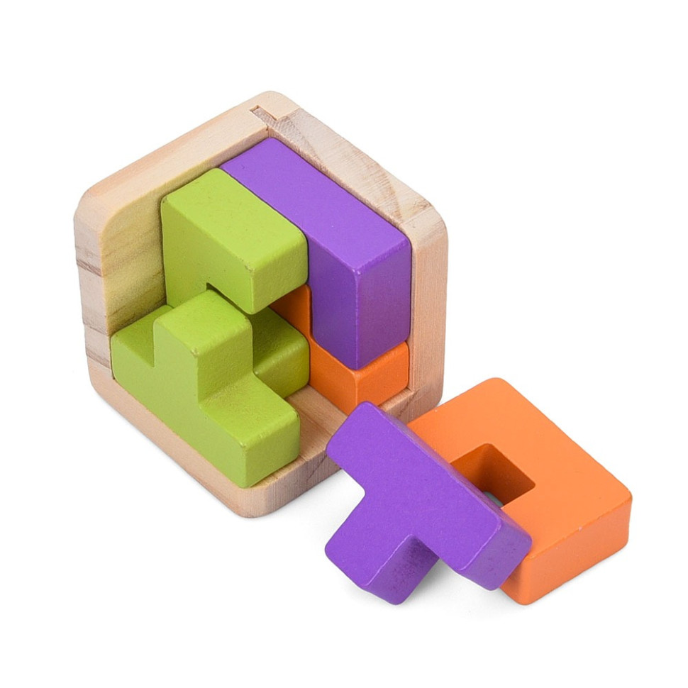Дерев'яна Куб-головоломка Bambi MD 0758-3 підставка 6 елементів