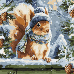 Картина по номерам "Зимний бельчонок" &copy;art_selena_ua Идейка KHO6841, 40х40 см