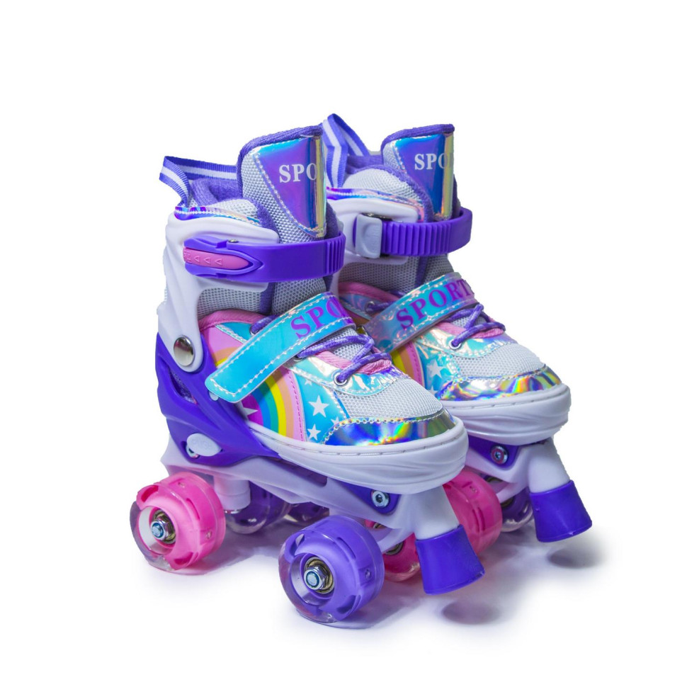 Дитячі ролики-квади Scale Sports 625609082 фіолетові, з підсвічуванням, розмір 34-37