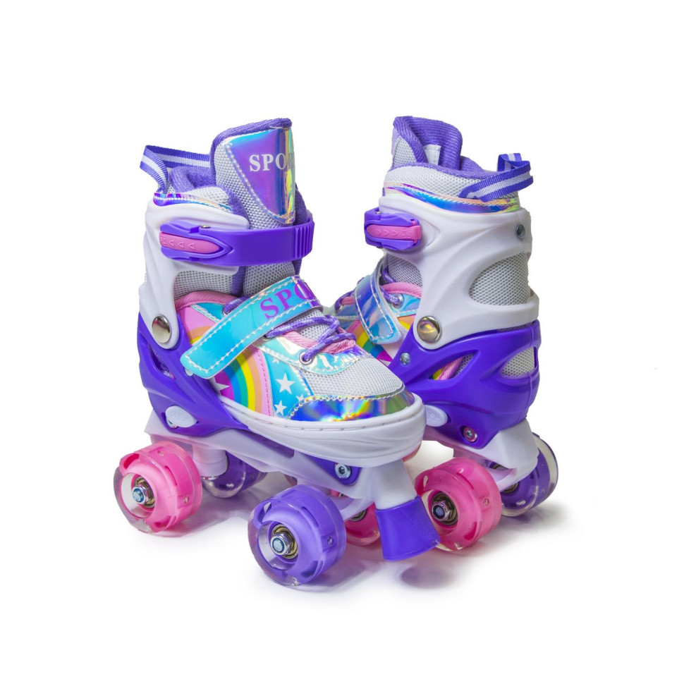 Дитячі ролики-квади Scale Sports 625609082 фіолетові, з підсвічуванням, розмір 34-37