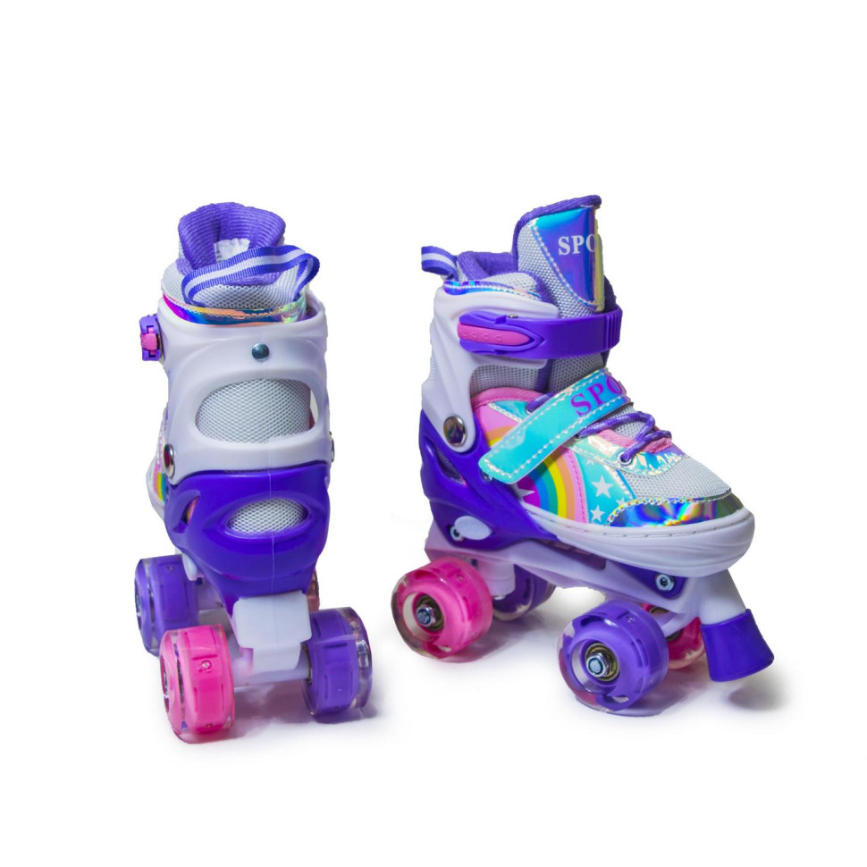 Дитячі ролики-квади Scale Sports 625609082 фіолетові, з підсвічуванням, розмір 34-37