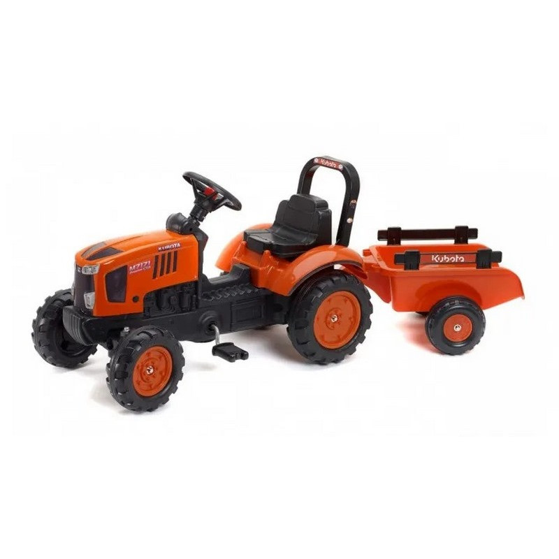 Дитячий трактор на педалях Falk 2065AB KUBOTA з причепом
