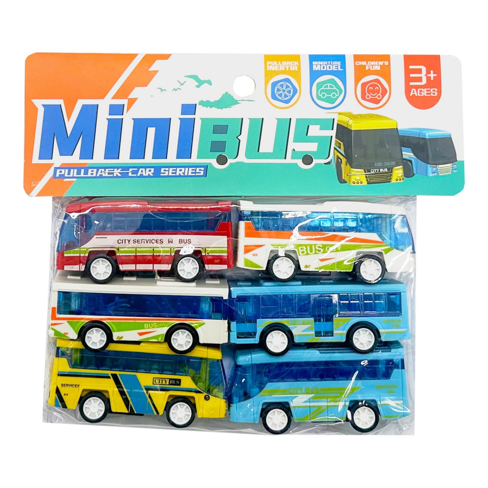 Детский набор инерционных автобусов YG Toys HET-057, 6 штук в пакете