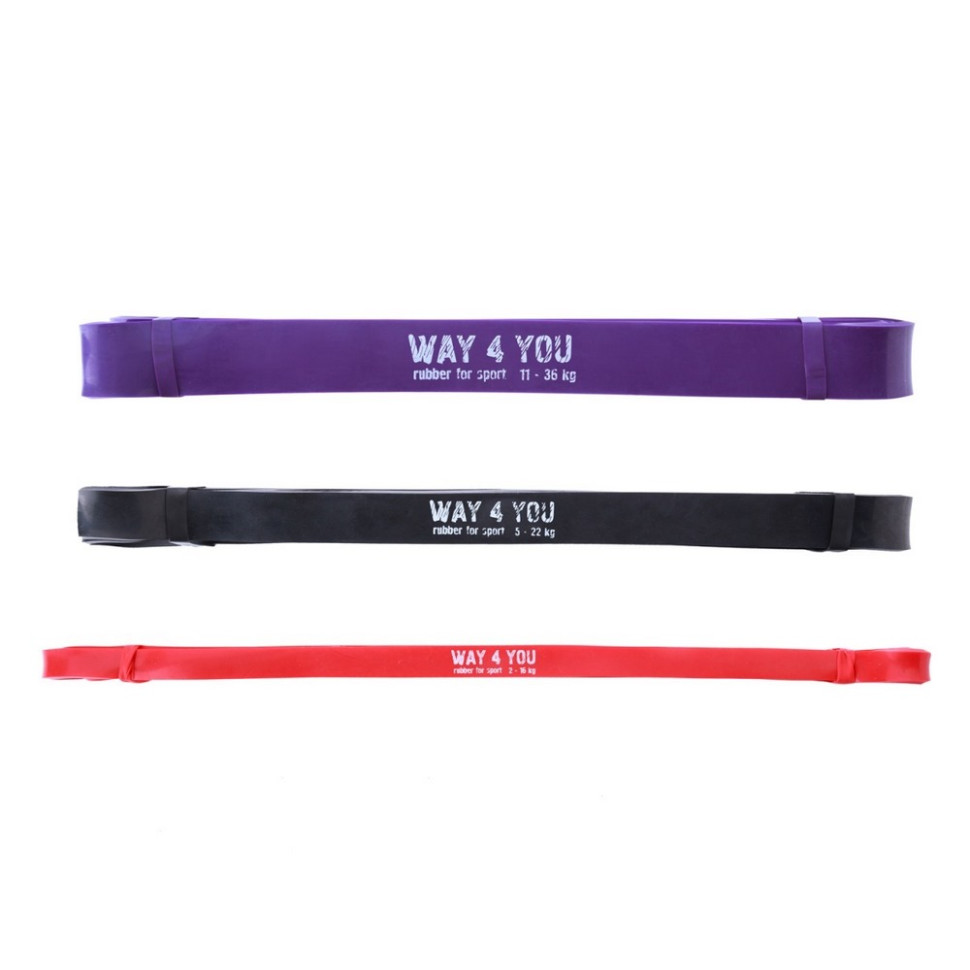 Набор резиновых эспандеров для фитнеса Way4you w40131, 3 шт