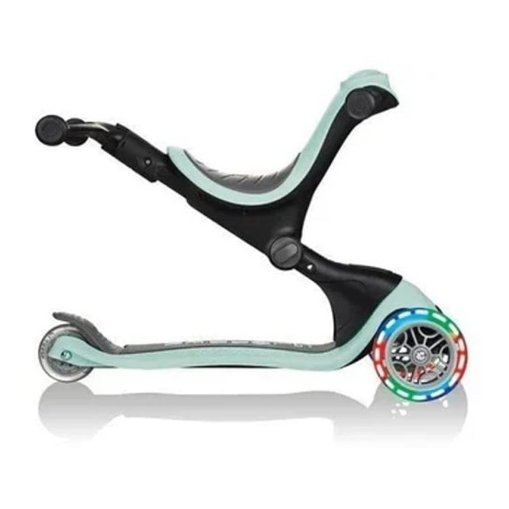 Детский самокат 3-х колесный GO UP DELUXE LIGHTS GLOBBER 646-206 мятный, 5в1, колеса светящиеся 20/50кг