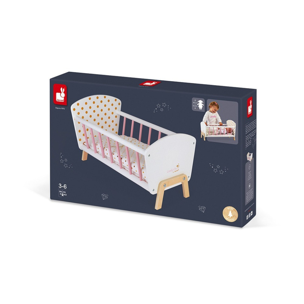 Ліжко для ляльки Janod J05889 білий, дерев'яне 49,5 х 30 х 30 см