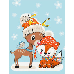 Картина по номерам "Олень с лисичкой" Brushme KBS0077, 30х40 см Картина по номерам "Олень с лисичкой" Brushme KBS0077, 30х40 см