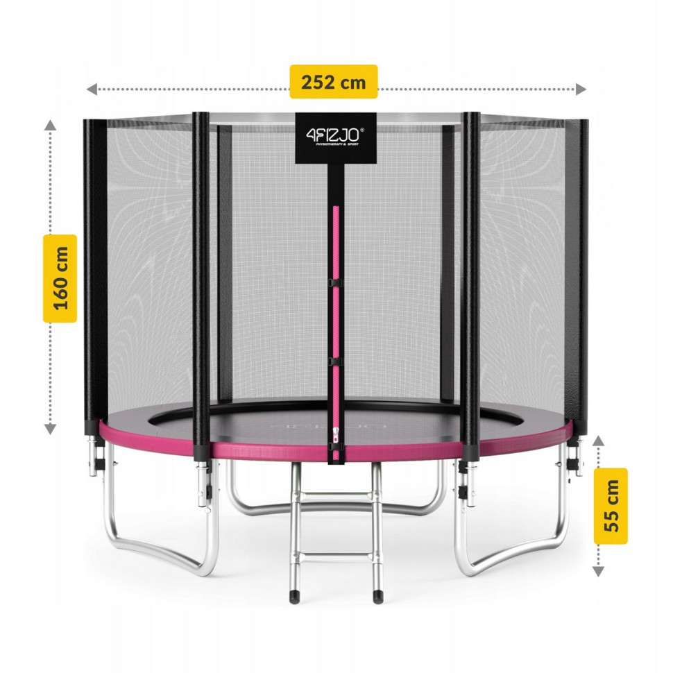 Батут з внутрішньою сіткою Classic 4FIZJO P-5907739314536 Black/Pink 8FT 252 см