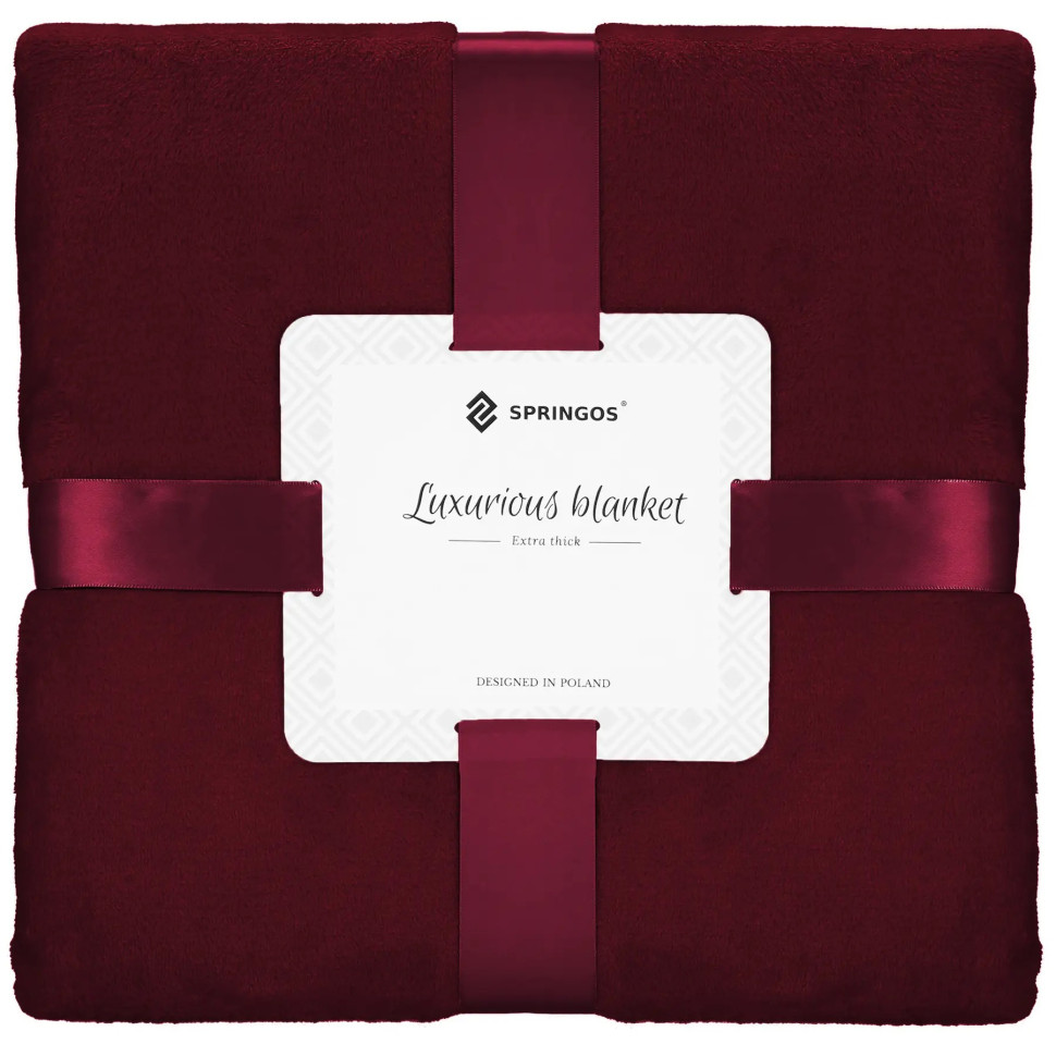 Плед-покрывало Luxurious Blanket Springos HA7203 темно-красный 150x200 см