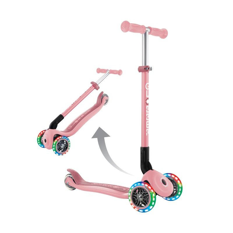Самокат триколісний PRIMO FOLDABLE LIGHTS GLOBBER 432-211-3 пастельно-рожевий, до 50 кг