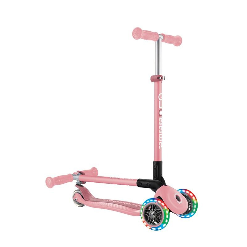 Самокат триколісний PRIMO FOLDABLE LIGHTS GLOBBER 432-211-3 пастельно-рожевий, до 50 кг