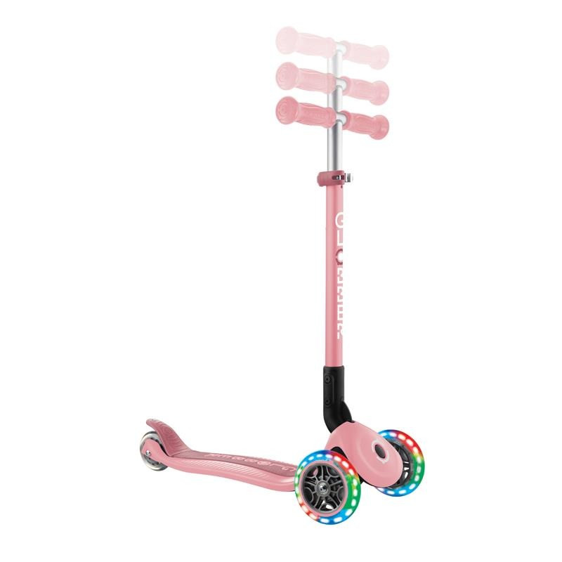 Самокат триколісний PRIMO FOLDABLE LIGHTS GLOBBER 432-211-3 пастельно-рожевий, до 50 кг