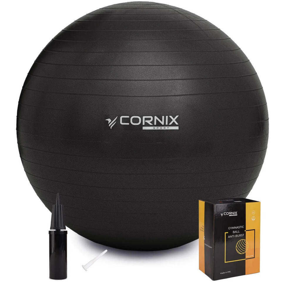 М'яч для фітнесу (фітбол) Cornix XR-0260 Black 85 см, Anti-Burst 