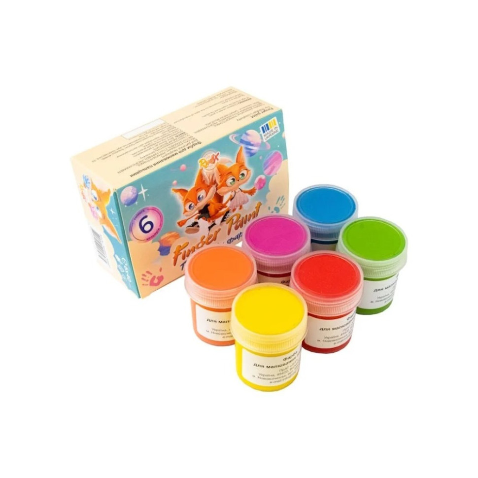 Набір пальчикових фарб Rudix 840602, 6 кольорів по 40 мл