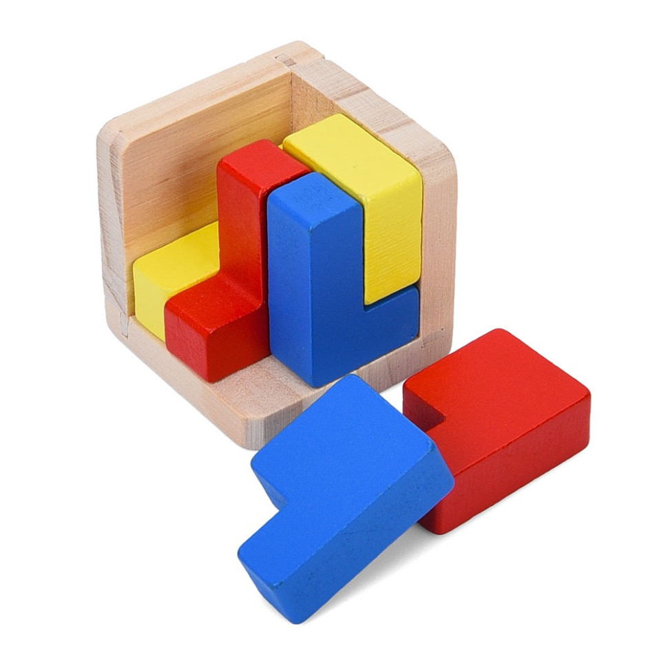 Дерев'яна куб-головоломка Bambi MD 0758-2 підставка 6 елементів