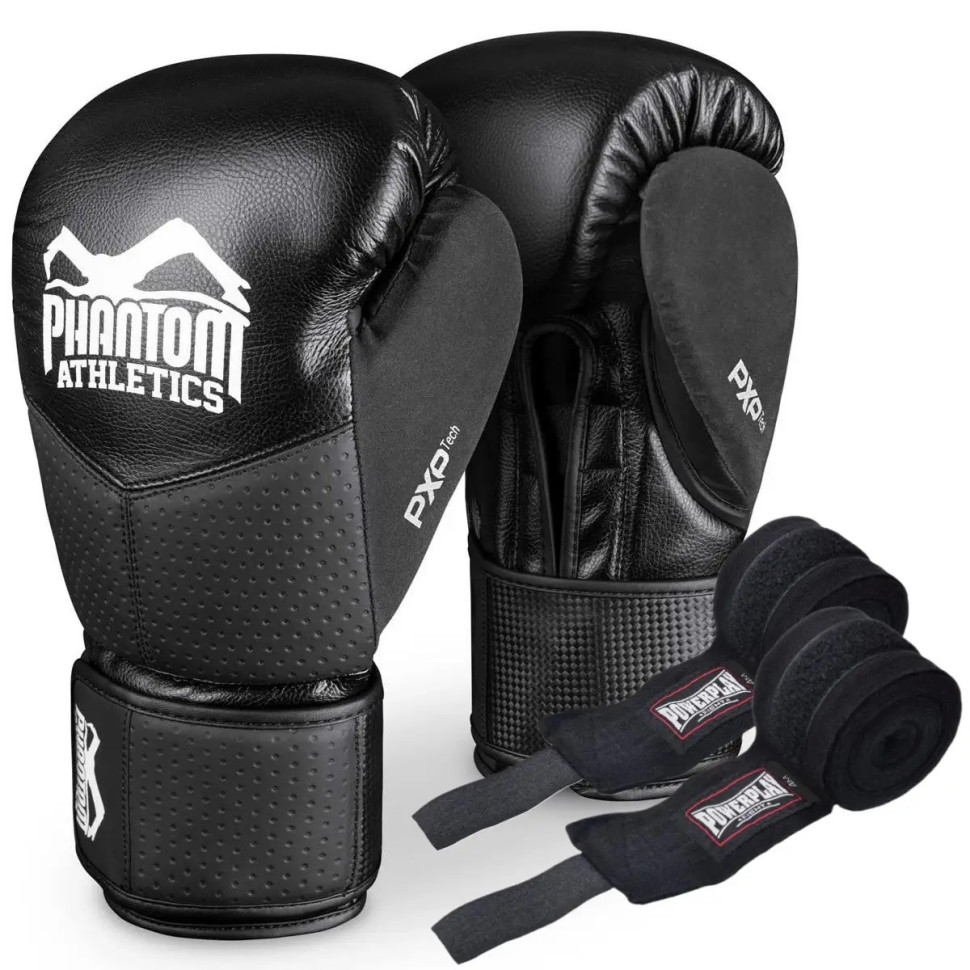 Боксерские перчатки RIOT Pro Phantom PHBG2540-10 Black 10 унций (бинты в подарок)