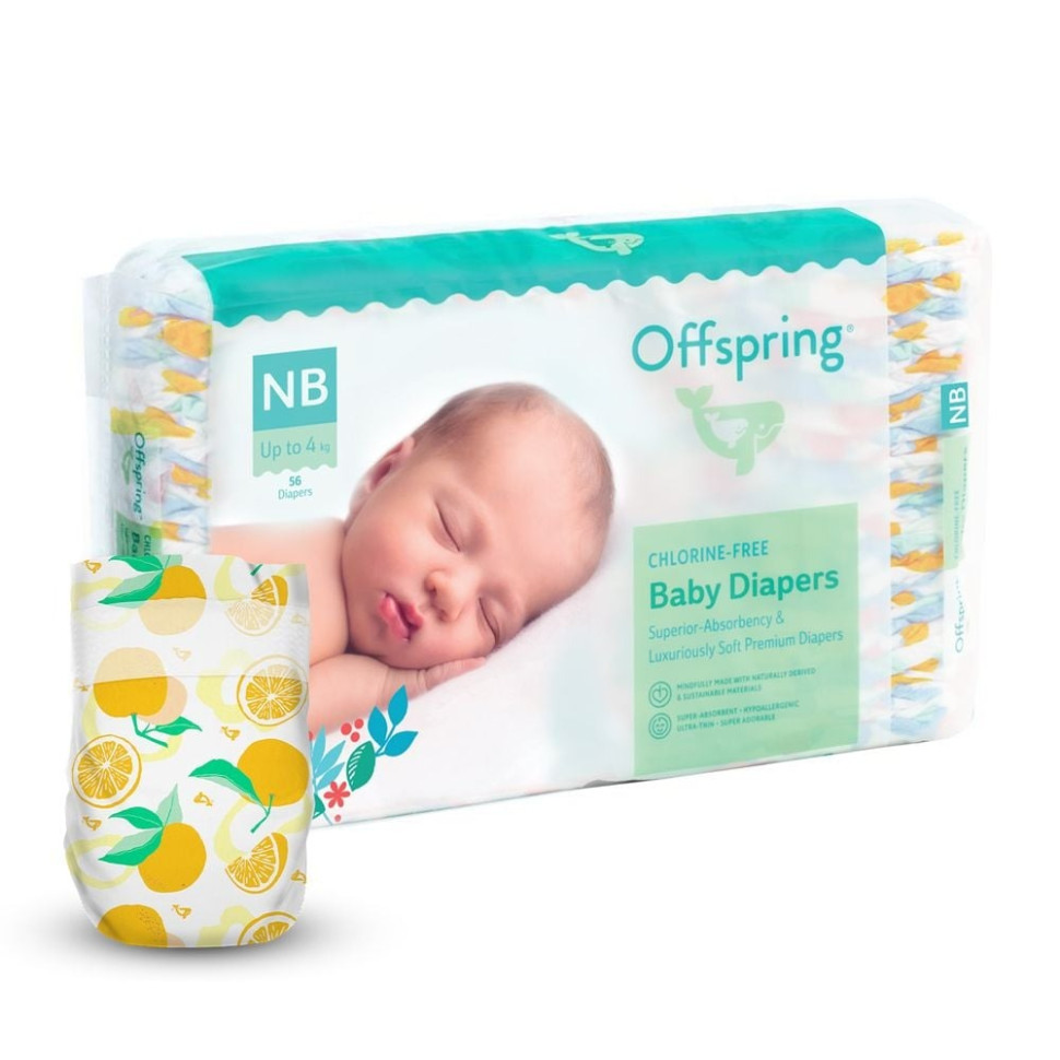 Подгузники для новорожденных до 4 кг Offspring DP-OI-FAT-NB56P-TGYORN размер NB 56 штук