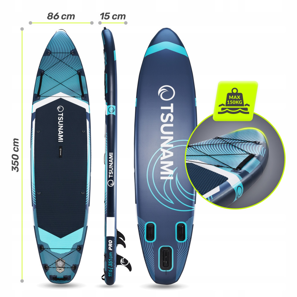 Надувная SUP доска PRO TSUNAMI P-5905973405607 с веслом 350 см