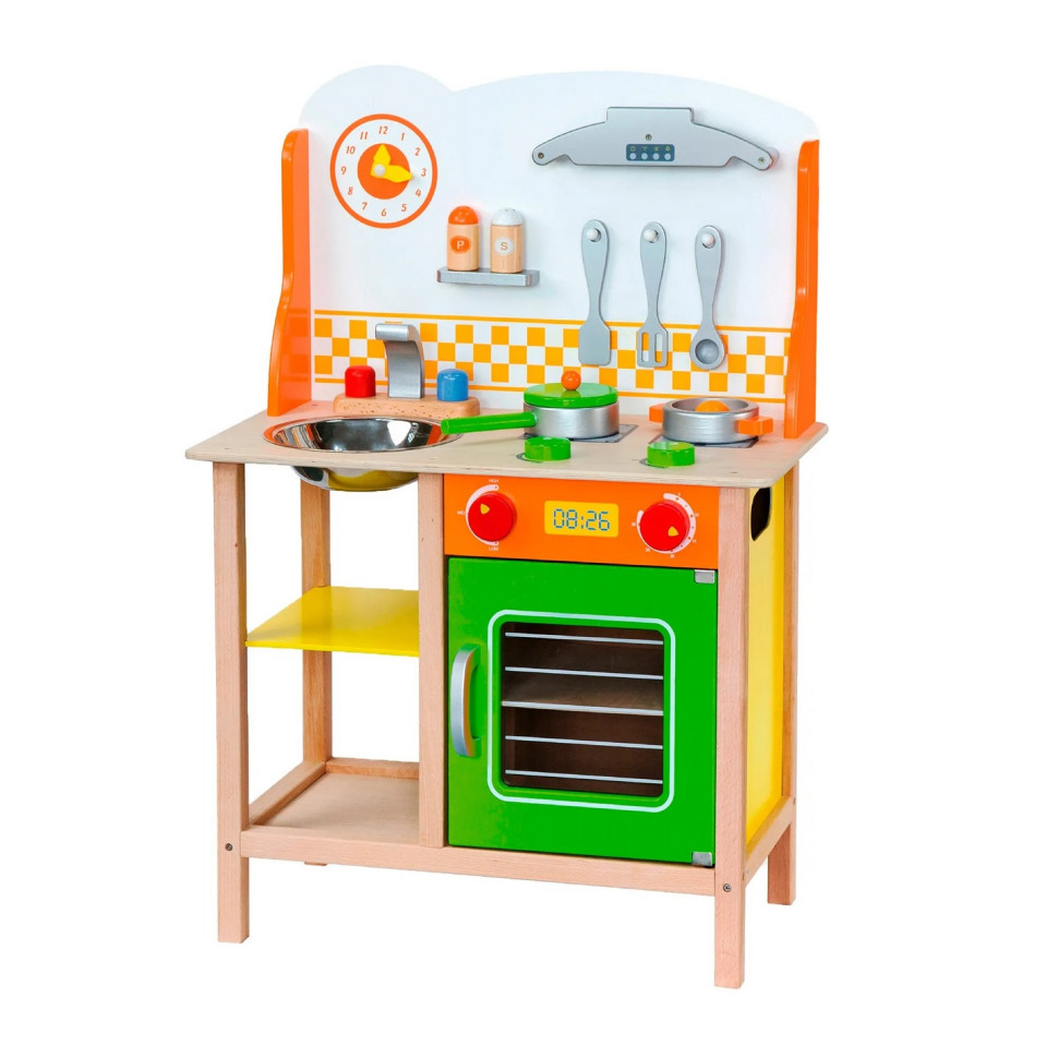 Дитяча кухня Viga Toys 50957FSC, з дерева, з посудом