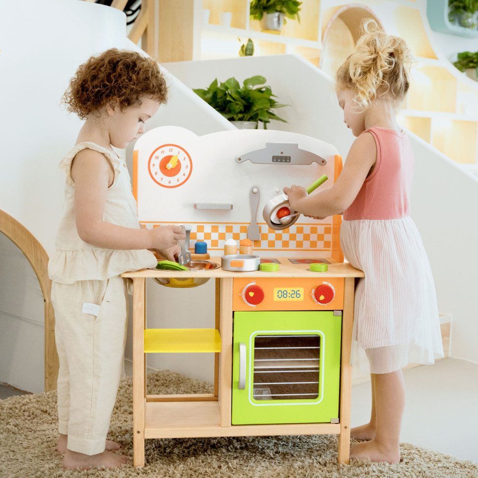 Дитяча кухня Viga Toys 50957FSC, з дерева, з посудом
