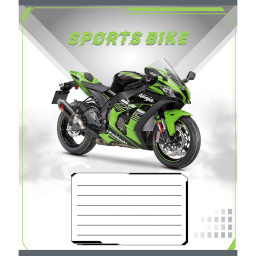 Тетрадь ученическая "Спортбайк" Leader 012-500196K-5 в клеточку, 12 листов