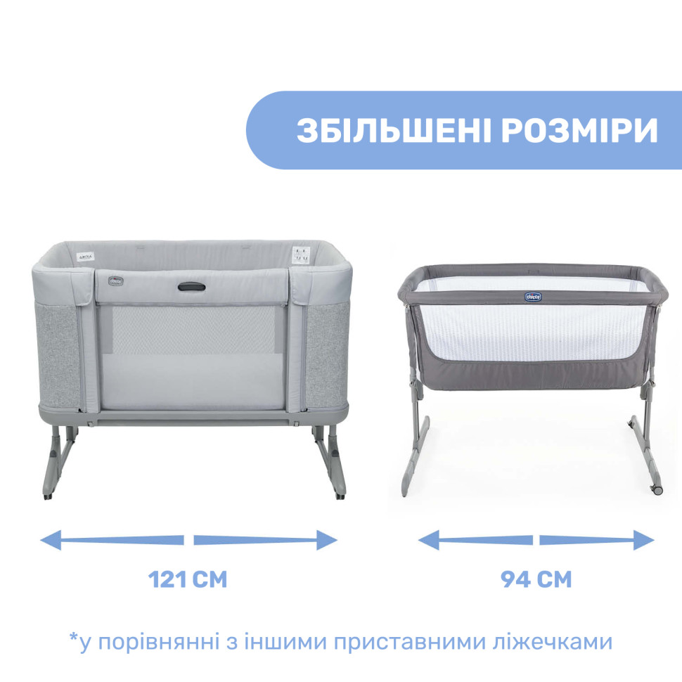 Дитяче ліжечко Next2Me Forever Chicco 79650.61 сіре 3 в 1